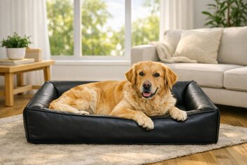 BIA BED KUNSTLEER HOES HONDENMAND ZWART 100X80X15 CM
