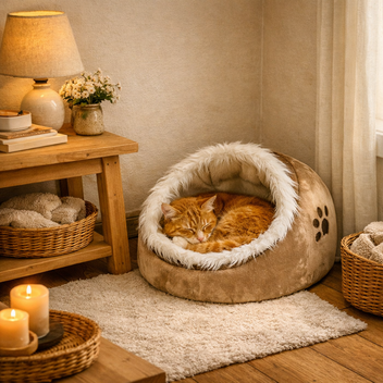 TRIXIE KATTENMAND IGLO MINOU BEIGE / BRUIN 41X35X26 CM