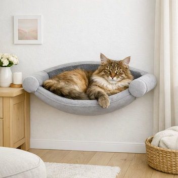 TRIXIE KATTENMAND HANGMAT VOOR AAN DE MUUR WIT / GRIJS 54X28X33 CM