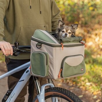 TRIXIE FIETSMAND VOOR STUUR POLYESTER OLIJFGROEN BEIGE 48X34X40 CM