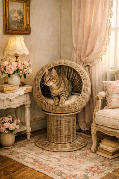 TRIXIE KATTENMAND AMALIA ROND POLYRATTAN GRIJS 4242X70 CM