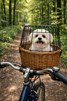 TRIXIE FIETSMAND MET DRAADKOEPEL VOOROP NATUREL