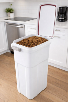 TRIXIE VOERTON LUCHTDICHT AFSLUITBAAR KUNSTSTOF TRANSPARANT WIT / WIT 25 LTR 39 X 24 X 51 CM