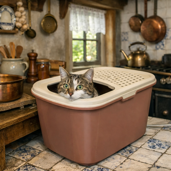 SAVIC KATTENBAK HOP IN CHAMPAGNE ROZE / TERRACOTTA 58,5X39X39,5 CM