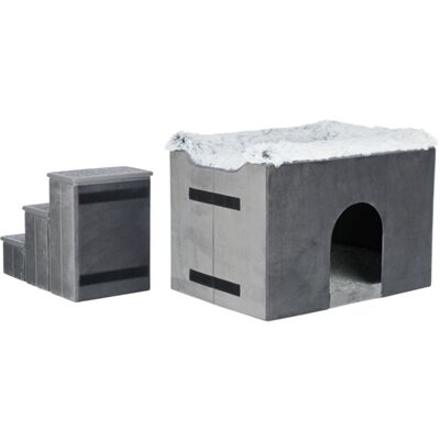 TRIXIE HONDENMAND HUIS HARVEY MET TRAP GRIJS / WIT 119X50X47 CM