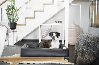 BIA BED KUNSTLEER HOES HONDENMAND ZWART 85X70X15 CM