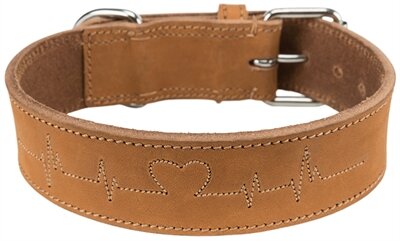 TRIXIE HALSBAND HOND RUSTIC VETLEER HEARTBEAT BRUIN 38 - 47 x 4 cm