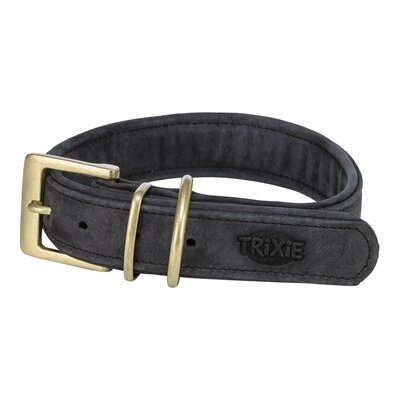 TRIXIE HALSBAND HOND PURE LEER ZWART  L-XL 52-63X4 CM