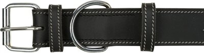 TRIXIE RUSTIC VETLEER HALSBAND HOND HEARTBEAT ZWART 34-40X3 cm