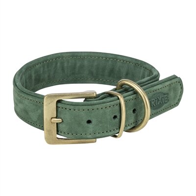TRIXIE HALSBAND HOND PURE LEER SALIEGROEN  S-M 31-37X3 CM
