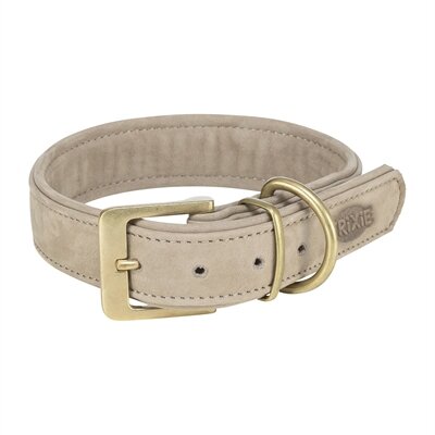 TRIXIE HALSBAND HOND PURE LEER LICHTGRIJS   XS-S 27-34X2,5 CM