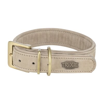 TRIXIE HALSBAND HOND PURE LEER LICHTGRIJS   M 36-43X3 CM