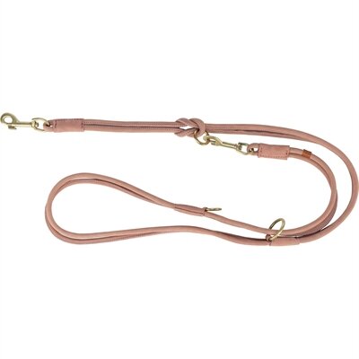 TRIXIE HONDENRIEM PURE VERSTELBAAR ROND GESTIKT LEER ROZE  200X1 cm