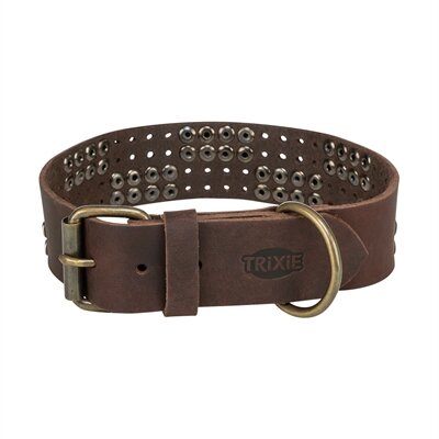 TRIXIE HALSBAND HOND RIVET RUSTIC VETLEER DONKERBRUIN XL 55-65 CMX4 CM
