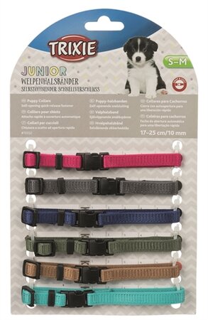 TRIXIE PUPPY HALSBANDSET FUCHSIA/GRAFIET/INDIGO/BOSGROEN/KORAAL / Oceaan blauw 17-25 cm 6 st