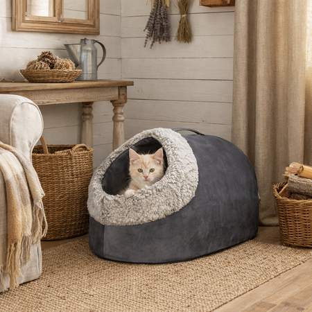 TRIXIE KATTENMAND IGLO CALIDA WARMTEREFLECTEREND GRIJS-WIT / ZWART 50X30X35 CM