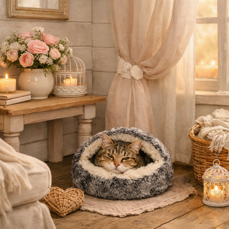 CROCI KATTENMAND IGLO GEMELEERD ZWART / WIT 50X35 CM