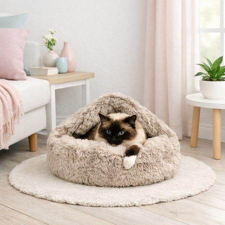 CROCI KATTENMAND IGLO GEMELEERD BEIGE / WIT 50X35 CM