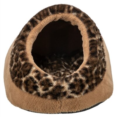 TRIXIE KATTENMAND IGLO LEO  SOFT PLUCHE BRUIN / PANTERPRINT 35X41X26 CM
