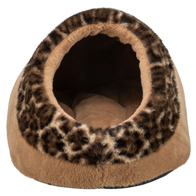 TRIXIE KATTENMAND IGLO LEO  SOFT PLUCHE BRUIN / PANTERPRINT 35X41X26 CM