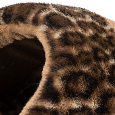 TRIXIE KATTENMAND IGLO LEO  SOFT PLUCHE BRUIN / PANTERPRINT 35X41X26 CM