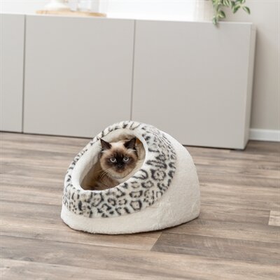 TRIXIE KATTENMAND IGLO LEO  SOFT PLUCHE CREME / PANTERPRINT 35X41X26 CM