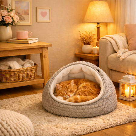 TRIXIE KATTENMAND IGLO LIVIA GRIJS / CREME 55X55X45 CM