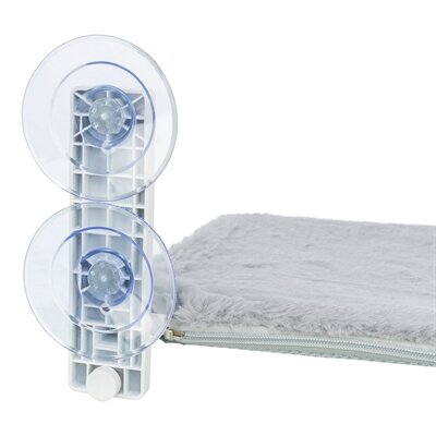 TRIXIE HANGMAT VOOR AAN RAAM OPVOUWBAAR PLUCHE / MESH WIT / GRIJS 58C34 CM