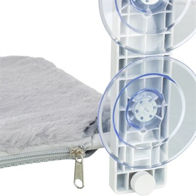 TRIXIE HANGMAT VOOR AAN RAAM OPVOUWBAAR PLUCHE / MESH WIT / GRIJS 58C34 CM