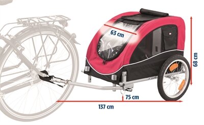 TRIXIE HONDENFIETSKAR TOT 22 KG ZWART / ROOD 75X63X68 CM