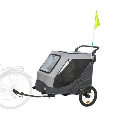 TRIXIE FIETSKAR OPVOUWBAAR SNELVOUW FUNCTIE TOT 45KG GRIJS 87,5X93/150X97 CM