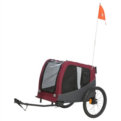 TRIXIE HONDENFIETSKAT TOT 30 KG GRIJS / ROOD 80/145X57X86 CM