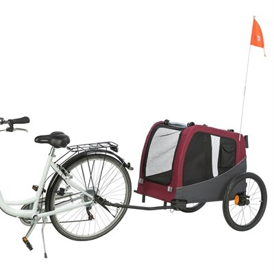 TRIXIE HONDENFIETSKAT TOT 30 KG GRIJS / ROOD 80/145X57X86 CM