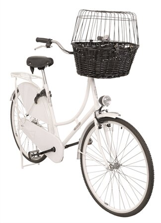 TRIXIE WILGEN FIETSMAND VOOROP ZWART MET KUSSEN EN KAP 50X35X41 CM