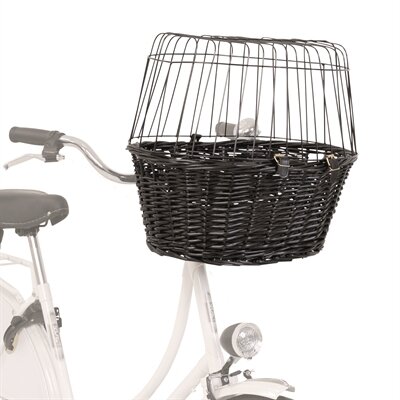 TRIXIE WILGEN FIETSMAND VOOROP ZWART MET KUSSEN EN KAP 50X35X41 CM