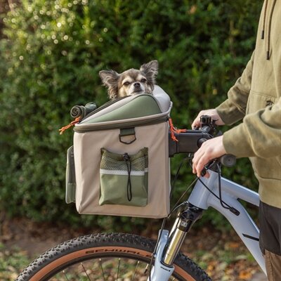 TRIXIE FIETSMAND VOOR STUUR POLYESTER OLIJFGROEN BEIGE 48X34X40 CM