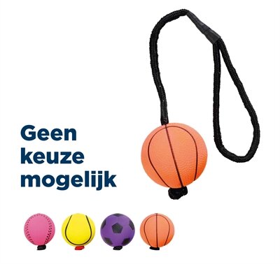 TRIXIE SPORTBAL AAN TOUW SCHUIMRUBBER DRIJVEND ASSORTI 6x6x30 CM