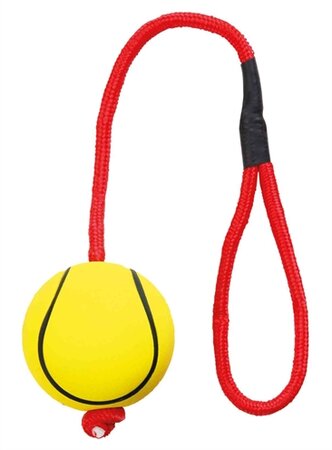 TRIXIE SPORTBAL AAN TOUW SCHUIMRUBBER DRIJVEND ASSORTI 6x6x30 CM