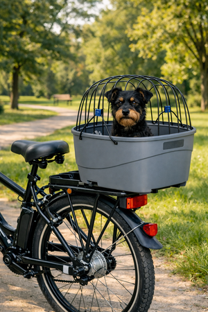 TRIXIE FIETSMAND VOOR BAGAGEDRAGER MET DRAADKOEPEL KUNSTSTOF GRIJS 46X36X47 CM