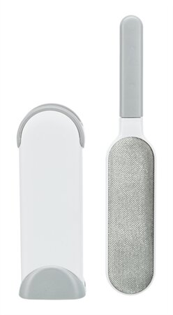 TRIXIE HARENPLUIZENBORSTEL MET REINIGINGSSTATION WIT / GRIJS 33 CM