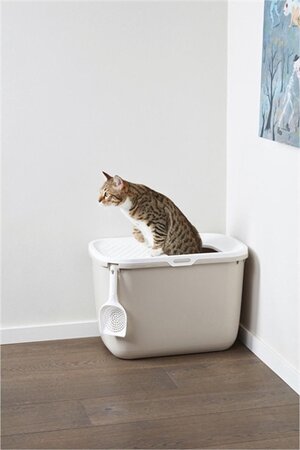 SAVIC KATTENBAK HOP IN WIT / MOKKA 58,5X39X39,5 CM
