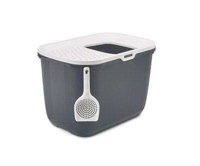 SAVIC KATTENBAK HOP IN ANTRACIET / WIT 58,5X39X39,5 CM