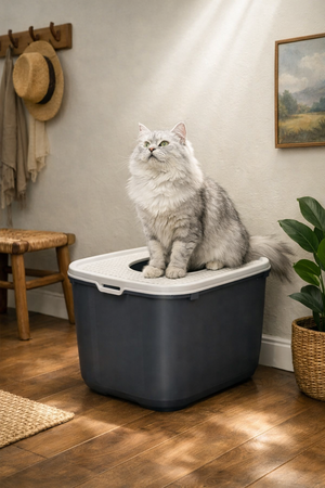 SAVIC KATTENBAK HOP IN ANTRACIET / WIT 58,5X39X39,5 CM
