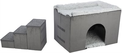 TRIXIE HONDENMAND HUIS HARVEY MET TRAP GRIJS / WIT 154X60X60 CM