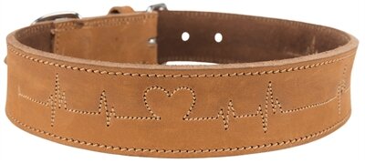 TRIXIE HALSBAND HOND RUSTIC VETLEER HEARTBEAT BRUIN 55 - 65 x 4 cm