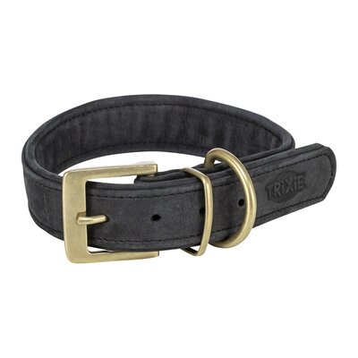 TRIXIE HALSBAND HOND PURE LEER ZWART  L-XL 52-63X4 CM