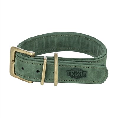 TRIXIE HALSBAND HOND PURE LEER SALIEGROEN XS-S 27-34X2,5 CM