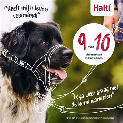 COMPANY OF ANIMALS HALTI HEADCOLLAR ZWART NEKOMVANG 40-54 CM NEUSOMTREK 24-36 CM