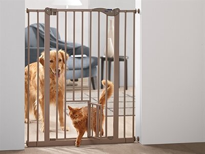 SAVIC DOG BARRIER AFSLUITHEK MET KLEINE DEUR GRIJS 107 CM