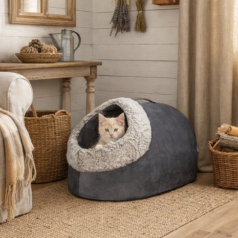 TRIXIE KATTENMAND IGLO CALIDA WARMTEREFLECTEREND GRIJS-WIT / ZWART 50X30X35 CM
